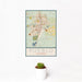 12x18 Pueblo Colorado Map Print Portrait Orientation in Woodblock Style With Small Cactus Plant in White Planter