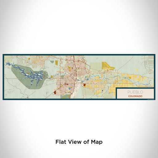 Flat View of Map Custom Pueblo Colorado Map Enamel Mug in Woodblock