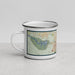 Left View Custom Pueblo Colorado Map Enamel Mug in Woodblock