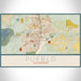 Pueblo Colorado Map Print Landscape Orientation in Woodblock Style With Shaded Background