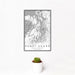 12x18 Puget Sound Washington Map Print Portrait Orientation in Classic Style With Small Cactus Plant in White Planter