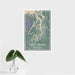 16x24 Puget Sound Washington Map Print Portrait Orientation in Afternoon Style With Tropical Plant Leaves in Water
