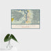 16x24 Puget Sound Washington Map Print Landscape Orientation in Woodblock Style With Tropical Plant Leaves in Water