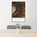 24x36 Puget Sound Washington Map Print Portrait Orientation in Ember Style Behind 2 Chairs Table and Potted Plant