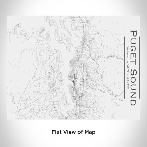 Rendered View of Puget Sound Washington Map Engraving on 20oz Stainless Steel Insulated Bottle with Bamboo Top in White