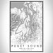 Puget Sound Washington Map Print Portrait Orientation in Classic Style With Shaded Background