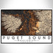 Puget Sound Washington Map Print Landscape Orientation in Ember Style With Shaded Background