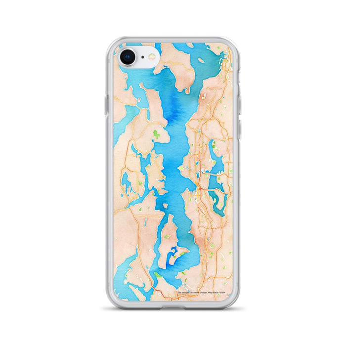 Custom Puget Sound Washington Map iPhone SE Phone Case in Watercolor