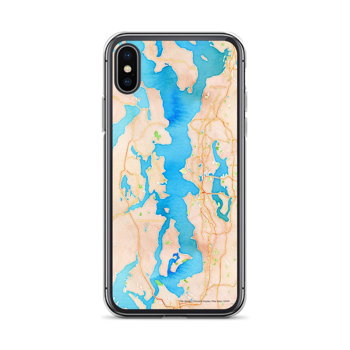 Custom Puget Sound Washington Map Phone Case in Watercolor