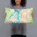 Person holding 20x12 Custom Puget Sound Washington Map Throw Pillow in Watercolor