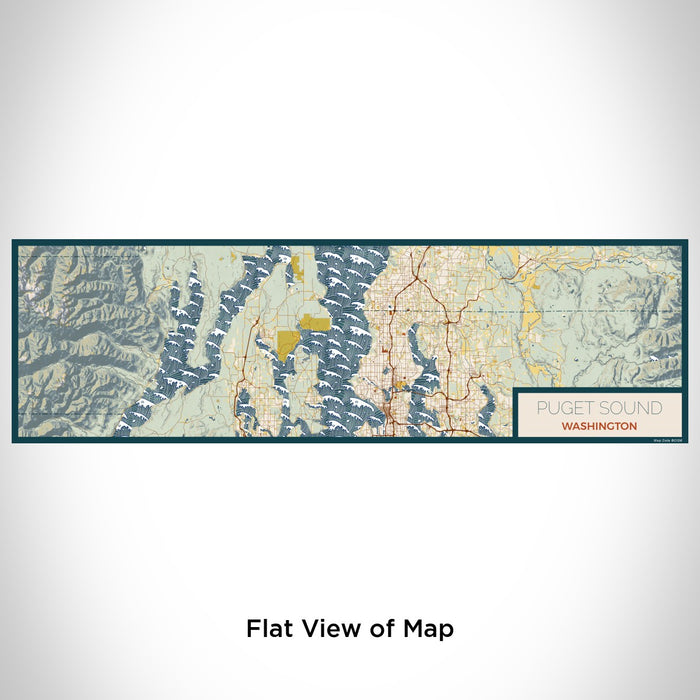 Flat View of Map Custom Puget Sound Washington Map Enamel Mug in Woodblock