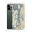 Custom Puget Sound Washington Map Phone Case in Woodblock on Table with Laptop and Plant
