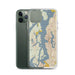 Custom Puget Sound Washington Map Phone Case in Woodblock on Table with Laptop and Plant