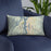 Custom Puget Sound Washington Map Throw Pillow in Woodblock on Blue Colored Chair