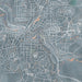 Pullman Washington Map Print in Afternoon Style Zoomed In Close Up Showing Details