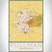 Pullman Washington Map Print Portrait Orientation in Woodblock Style With Shaded Background