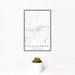 12x18 Punxsutawney Pennsylvania Map Print Portrait Orientation in Classic Style With Small Cactus Plant in White Planter