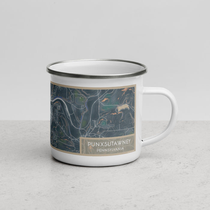 Right View Custom Punxsutawney Pennsylvania Map Enamel Mug in Afternoon