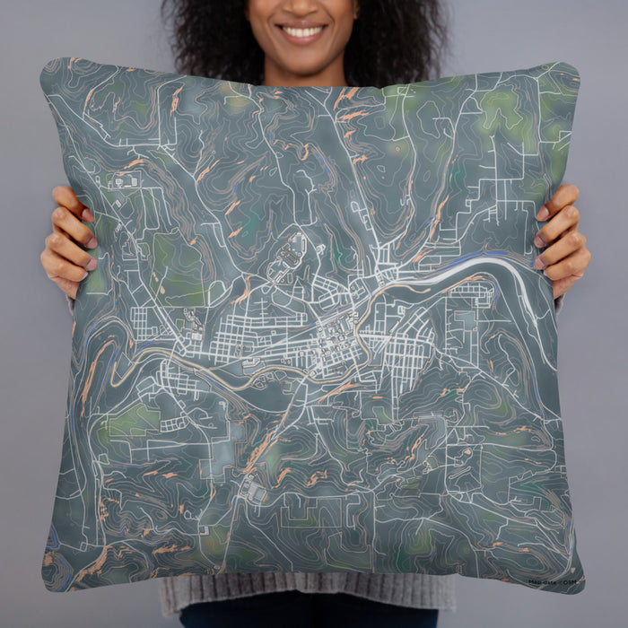 Person holding 22x22 Custom Punxsutawney Pennsylvania Map Throw Pillow in Afternoon