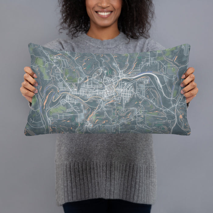 Person holding 20x12 Custom Punxsutawney Pennsylvania Map Throw Pillow in Afternoon