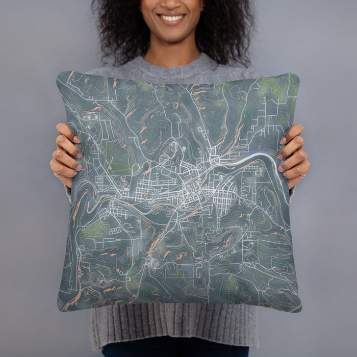 Person holding 18x18 Custom Punxsutawney Pennsylvania Map Throw Pillow in Afternoon