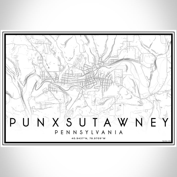 Punxsutawney Pennsylvania Map Print Landscape Orientation in Classic Style With Shaded Background