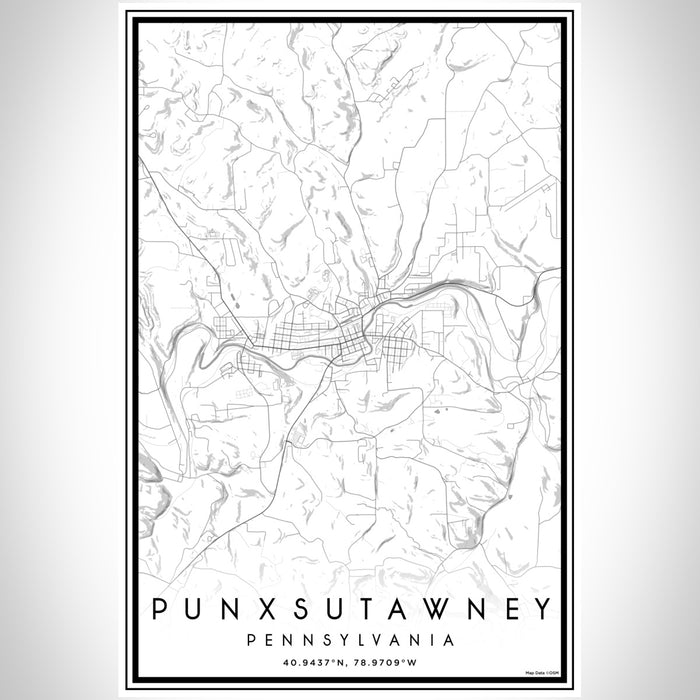Punxsutawney Pennsylvania Map Print Portrait Orientation in Classic Style With Shaded Background