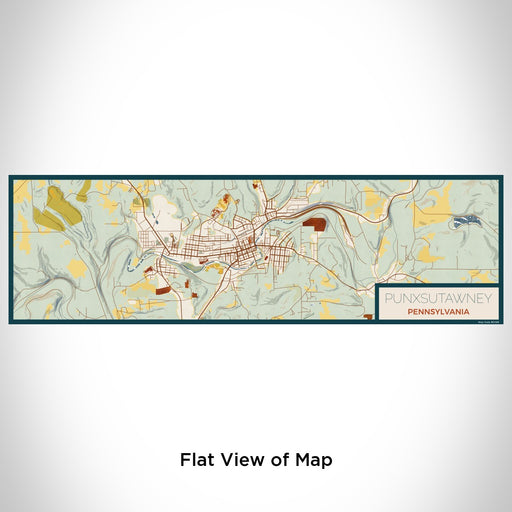 Flat View of Map Custom Punxsutawney Pennsylvania Map Enamel Mug in Woodblock