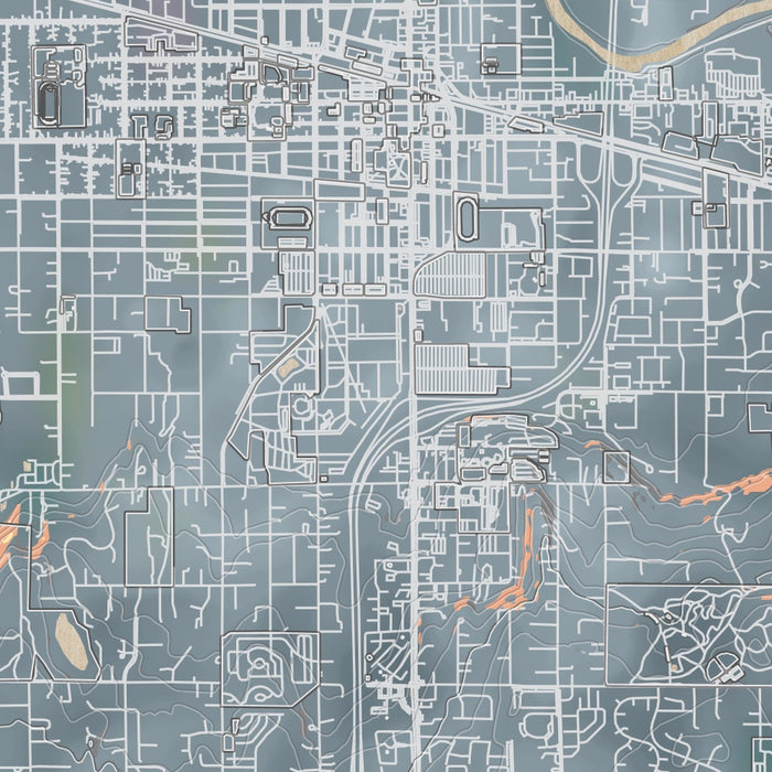 Puyallup Washington Map Print in Afternoon Style Zoomed In Close Up Showing Details