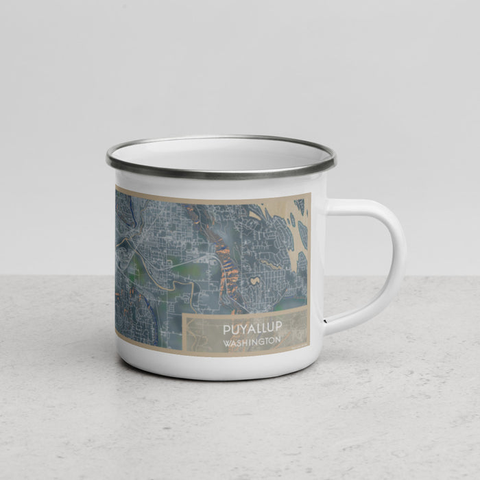 Right View Custom Puyallup Washington Map Enamel Mug in Afternoon