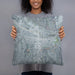 Person holding 18x18 Custom Puyallup Washington Map Throw Pillow in Afternoon