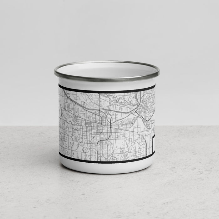 Front View Custom Puyallup Washington Map Enamel Mug in Classic