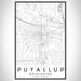 Puyallup Washington Map Print Portrait Orientation in Classic Style With Shaded Background