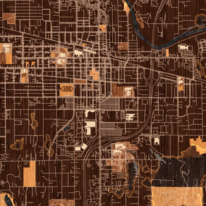Puyallup Washington Map Print in Ember Style Zoomed In Close Up Showing Details