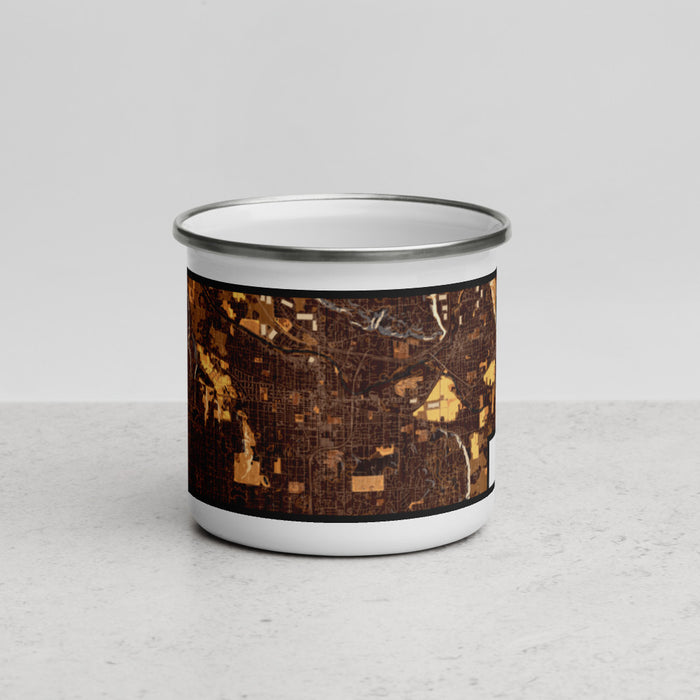 Front View Custom Puyallup Washington Map Enamel Mug in Ember