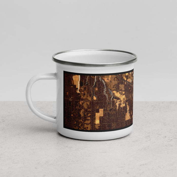 Left View Custom Puyallup Washington Map Enamel Mug in Ember
