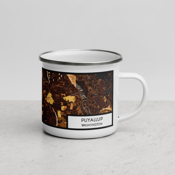 Right View Custom Puyallup Washington Map Enamel Mug in Ember