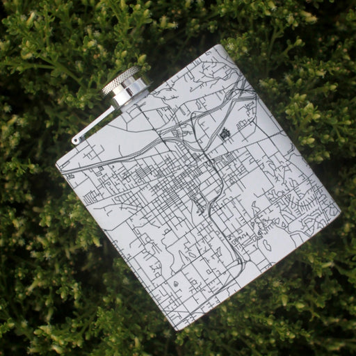 Puyallup Washington Custom Engraved City Map Inscription Coordinates on 6oz Stainless Steel Flask in White
