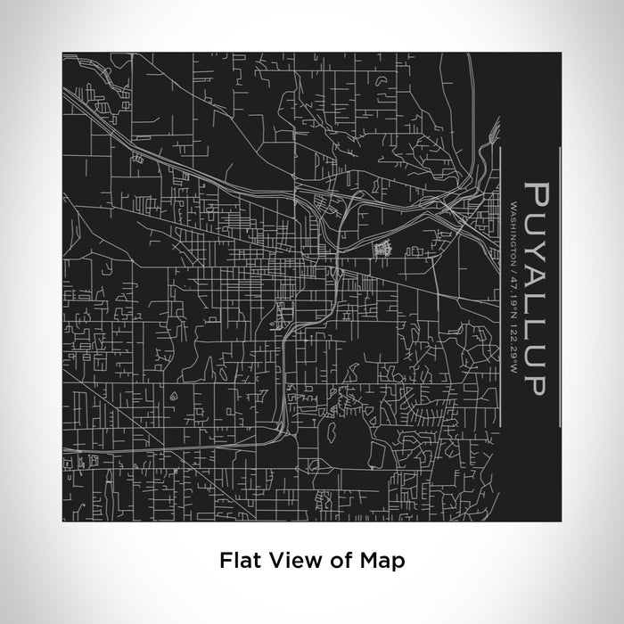 Rendered View of Puyallup Washington Map Engraving on 17oz Stainless Steel Insulated Tumbler in Black