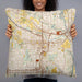 Person holding 22x22 Custom Puyallup Washington Map Throw Pillow in Woodblock