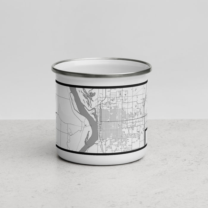 Front View Custom Quincy Illinois Map Enamel Mug in Classic
