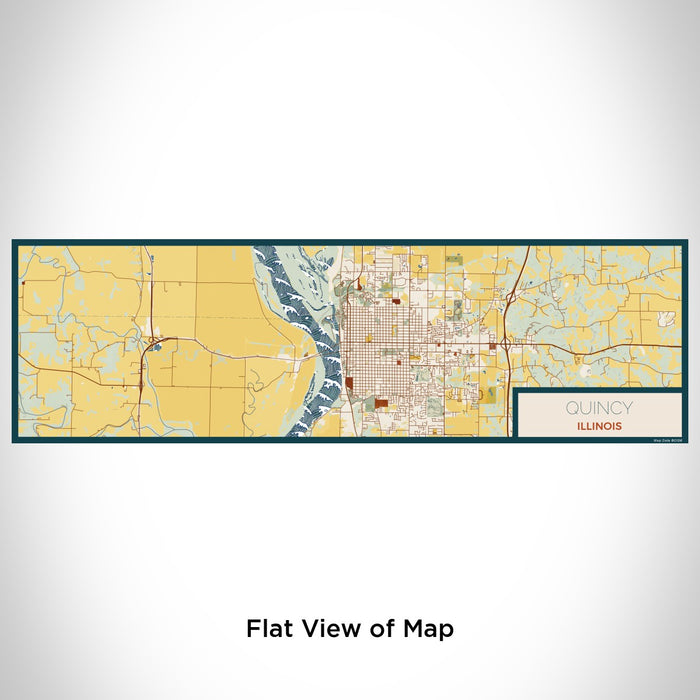Flat View of Map Custom Quincy Illinois Map Enamel Mug in Woodblock