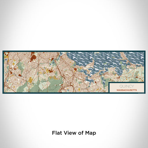 Flat View of Map Custom Quincy Massachusetts Map Enamel Mug in Woodblock