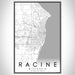 Racine Wisconsin Map Print Portrait Orientation in Classic Style With Shaded Background