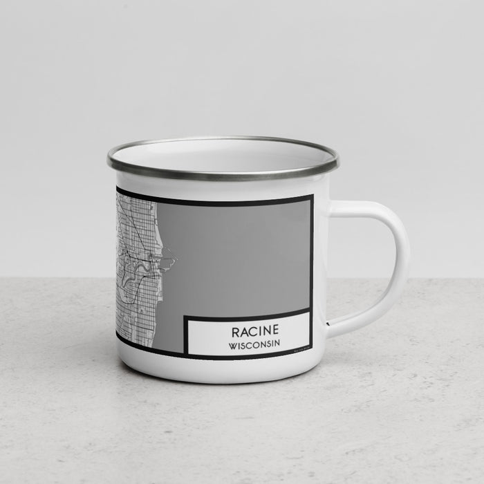 Right View Custom Racine Wisconsin Map Enamel Mug in Classic