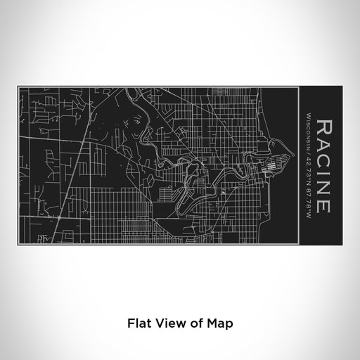 Rendered View of Racine Wisconsin Map Engraving on 17oz Stainless Steel Insulated Cola Bottle in Black