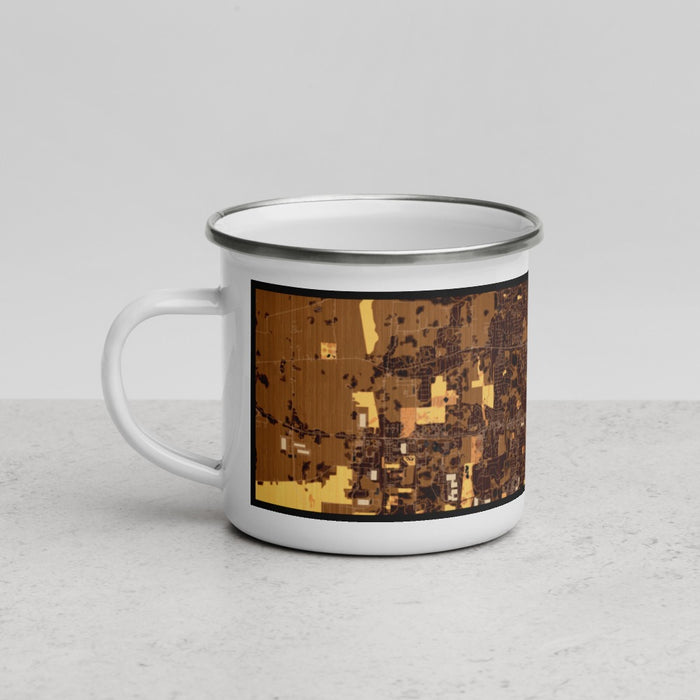 Left View Custom Racine Wisconsin Map Enamel Mug in Ember