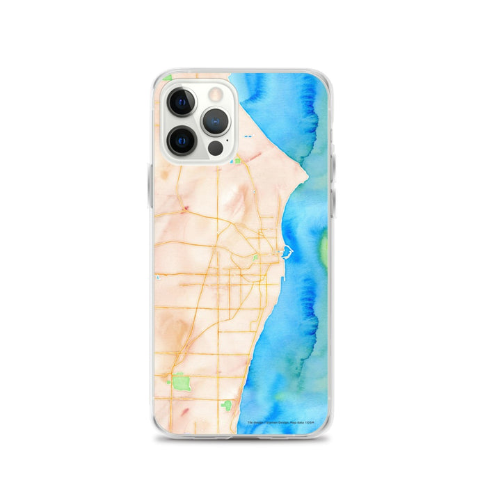 Custom Racine Wisconsin Map iPhone 12 Pro Phone Case in Watercolor
