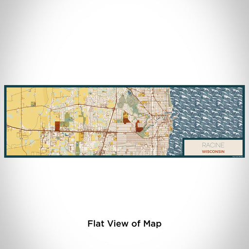 Flat View of Map Custom Racine Wisconsin Map Enamel Mug in Woodblock