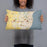 Person holding 20x12 Custom Racine Wisconsin Map Throw Pillow in Woodblock